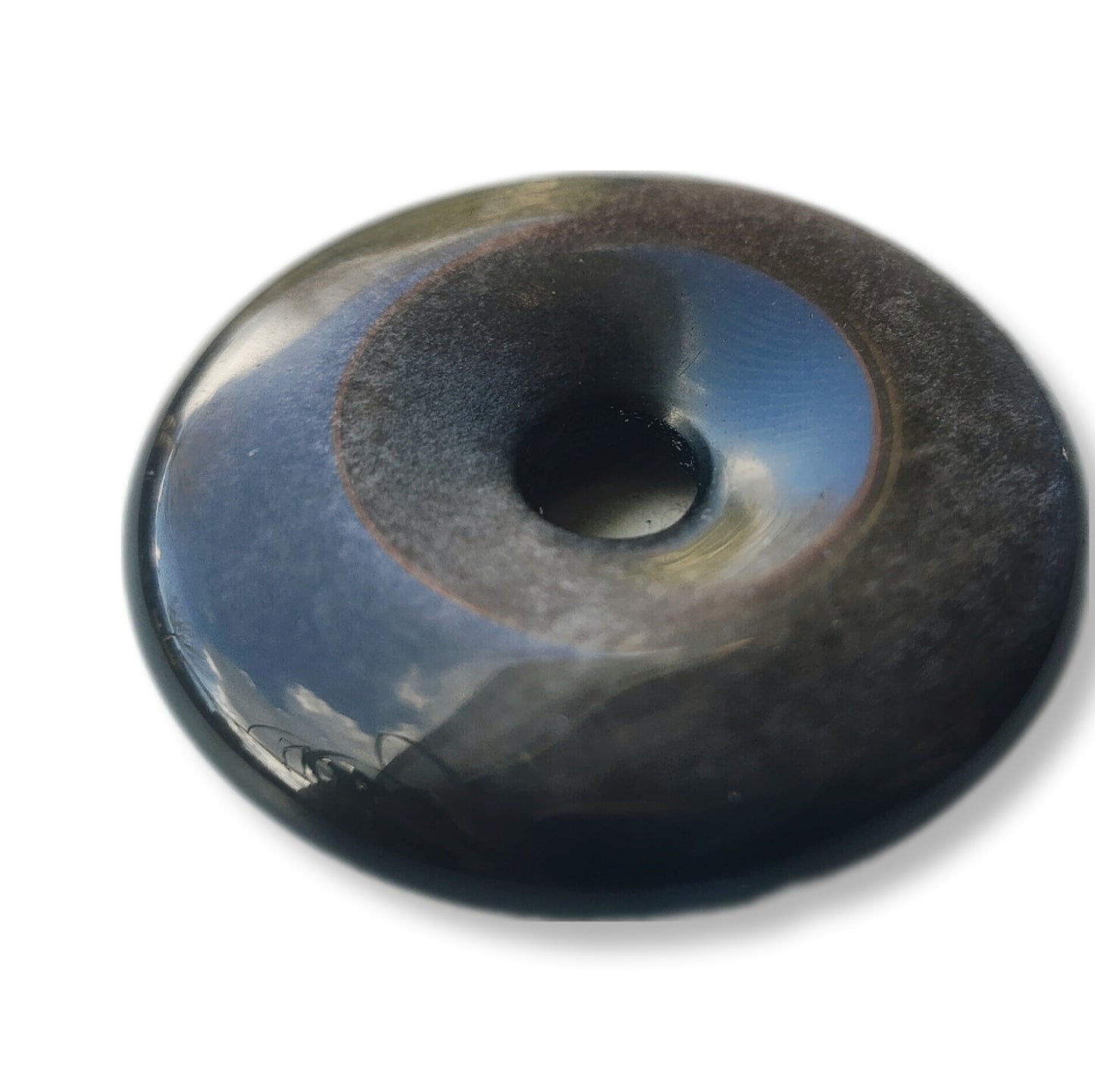 Zilver obsidiaan donut hanger
