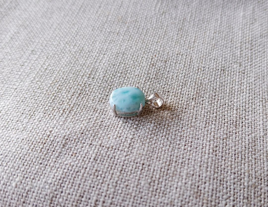 Larimar ovaal hanger - s925 zilver