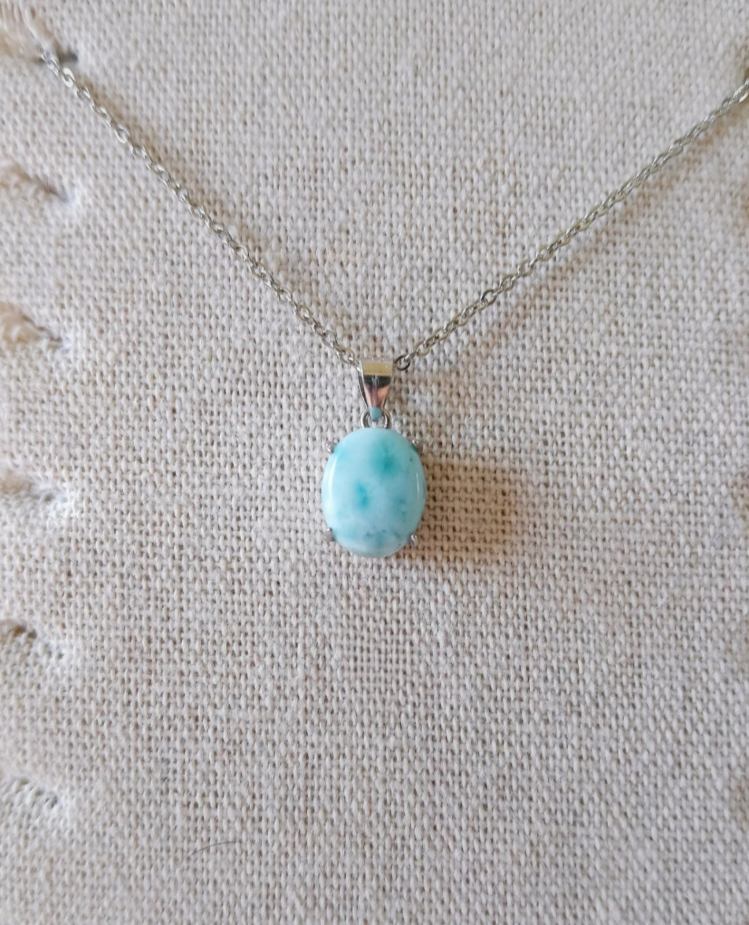 Larimar ovaal hanger - s925 zilver