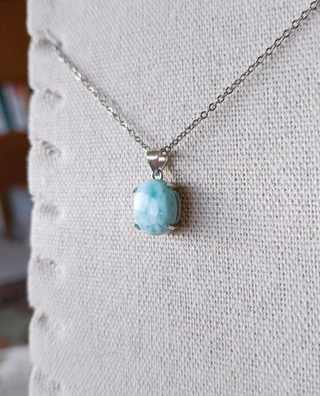 Larimar ovaal hanger - s925 zilver