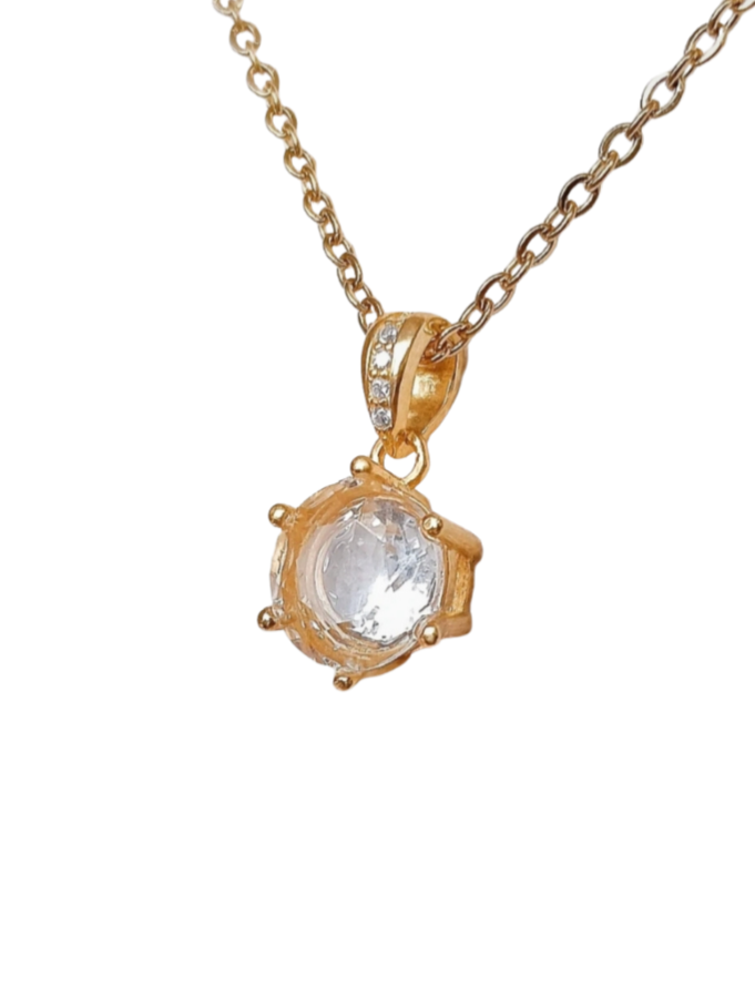 Bergkristal facet rond hanger - s925 zilver