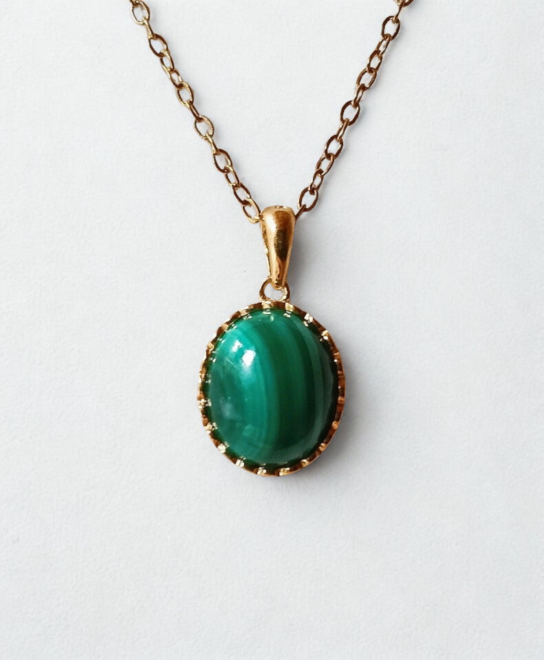 Malachiet ovaal hanger - s925 verguld goud