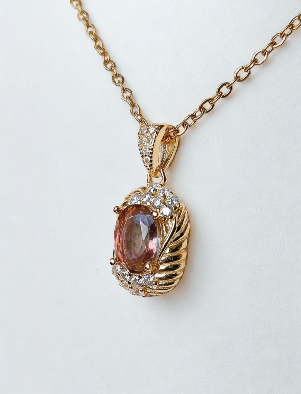 Titanium Aurakwarts edelsteen hanger - s925 verguld goud