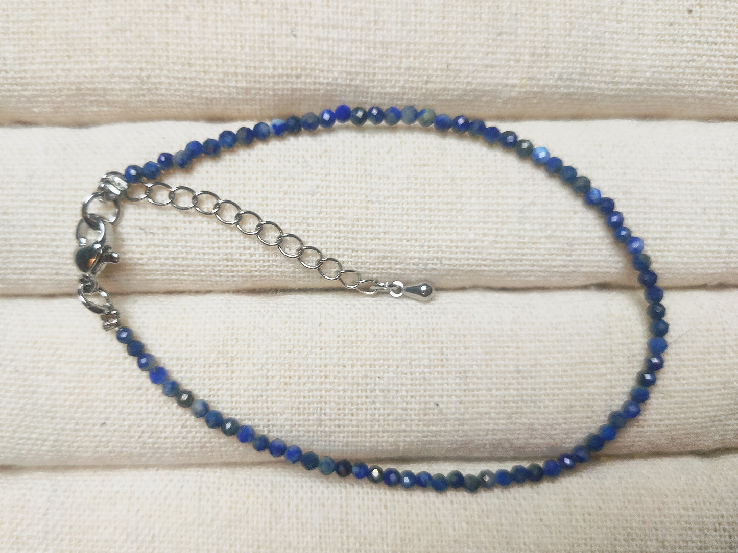 Lapis lazuli edelsteen armband 2 mm - stainless steel