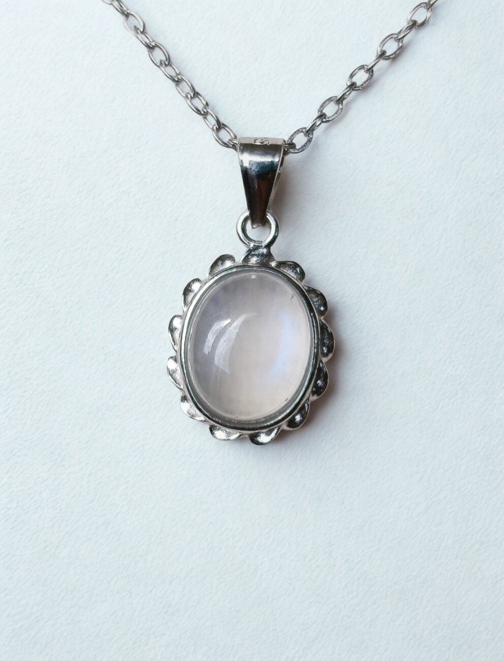 Regenboog Maansteen edelsteen hanger - s925 zilver