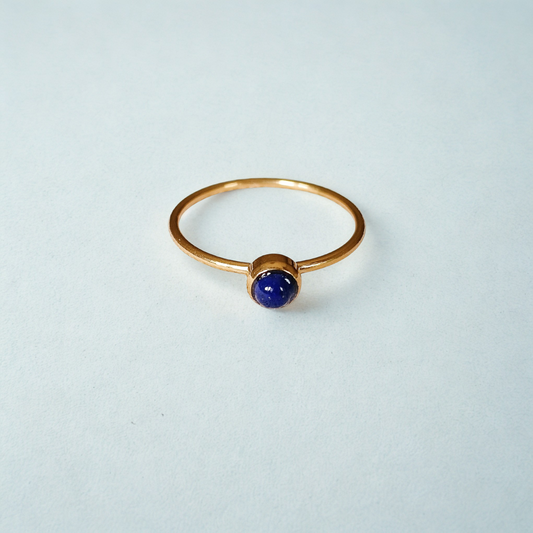 Lapis lazuli ring goud - stainless steel