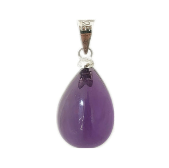 Amethist druppel edelsteen hanger - s925 zilver