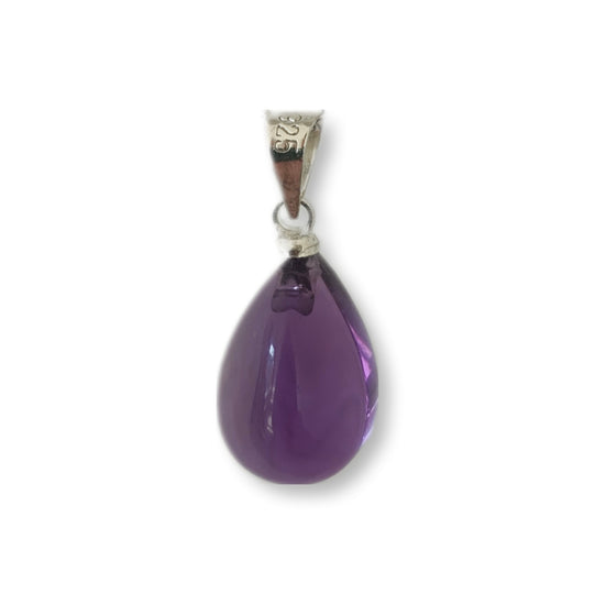 Amethist druppel edelsteen hanger - s925 zilver