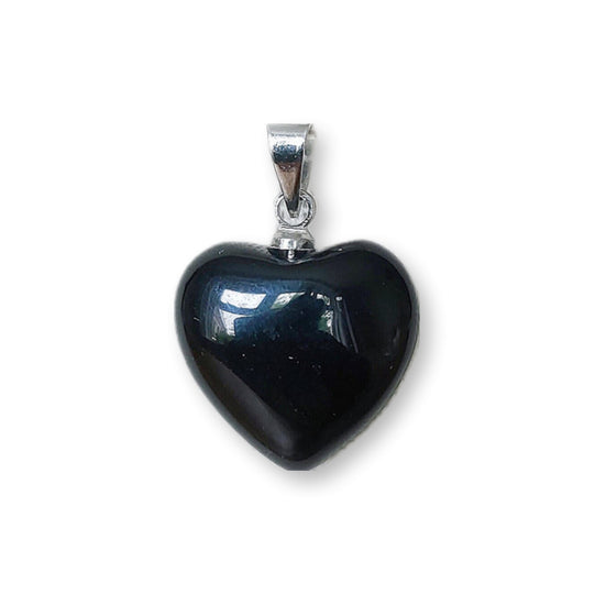 Obsidiaan hart edelsteen hanger - RVS stainless steel