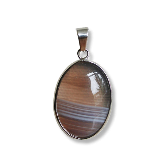 Agaat edelsteen hanger - RVS stainless steel