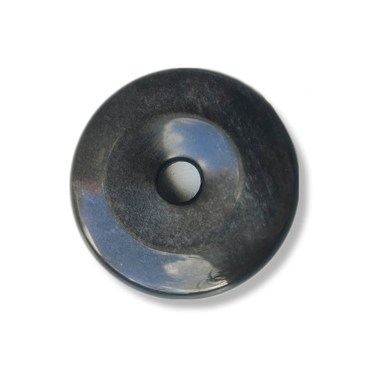 Zilver obsidiaan donut hanger