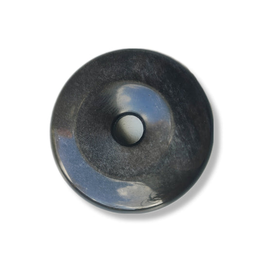 Zilver obsidiaan donut hanger