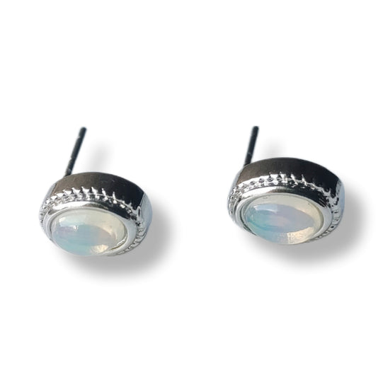 Opaliet ovaal oorbellen - s925 zilver