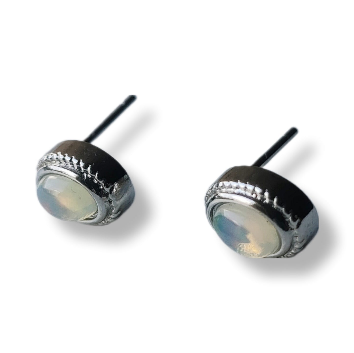 Opaliet ovaal oorbellen - s925 zilver