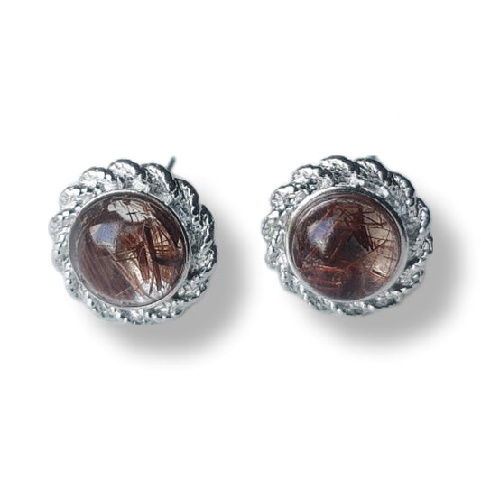 Rode Rutielkwarts oorbellen - s925 zilver