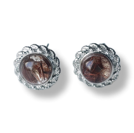 Rode Rutielkwarts oorbellen - s925 zilver