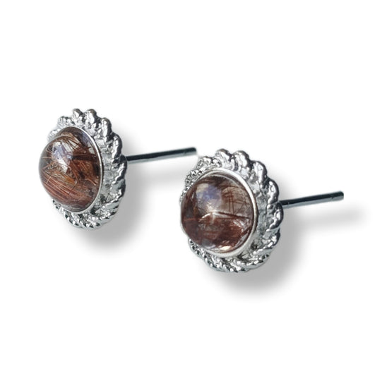Rode Rutielkwarts oorbellen - s925 zilver