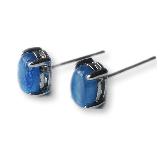 Kyaniet ovaal oorbellen - s925 zilver