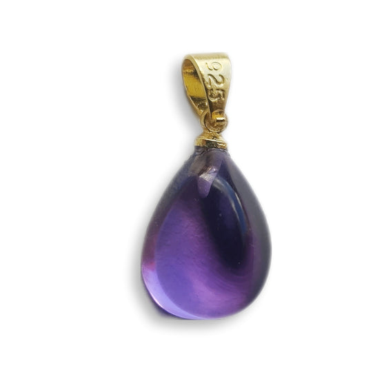 Amethist druppel edelsteen hanger - s925 goud