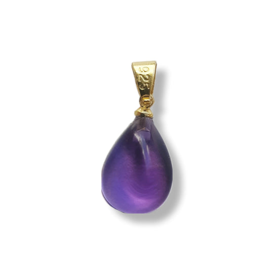 Amethist druppel edelsteen hanger - s925 goud