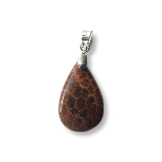 Fossiel koraal edelsteen hanger - s925 zilver
