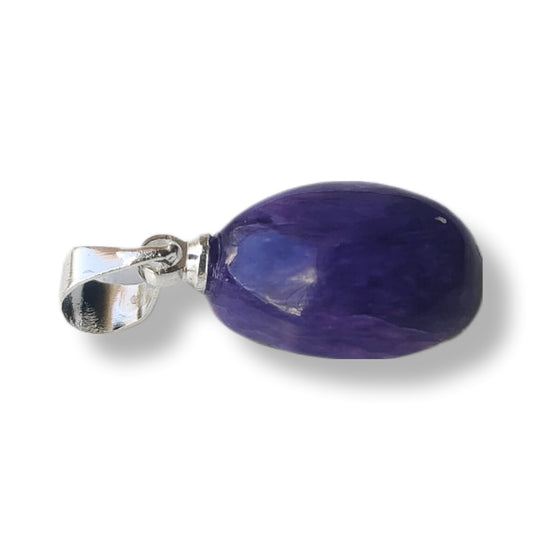 Charoiet ovaal edelsteen hanger - s925 zilver