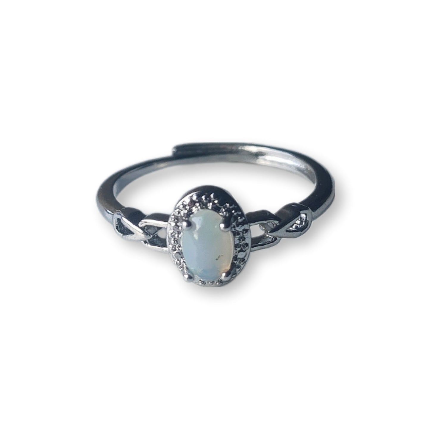 Opaliet ring verstelbaar - RVS stainless steel