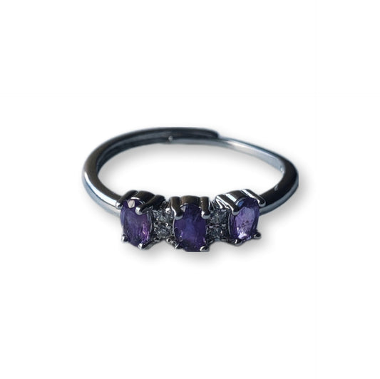 Amethist ring verstelbaar - stainless steel