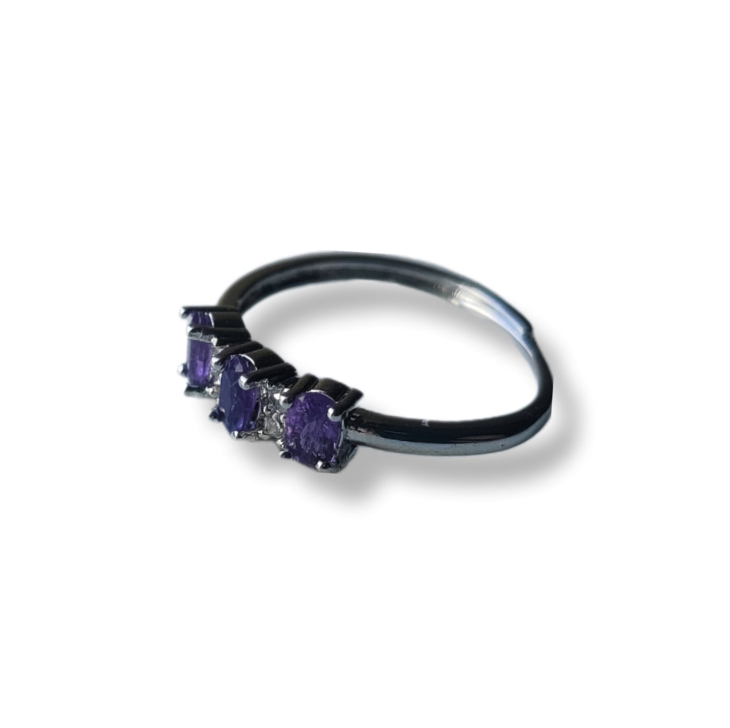 Amethist ring verstelbaar - stainless steel