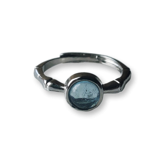 Aquamarijn ring verstelbaar - stainless steel