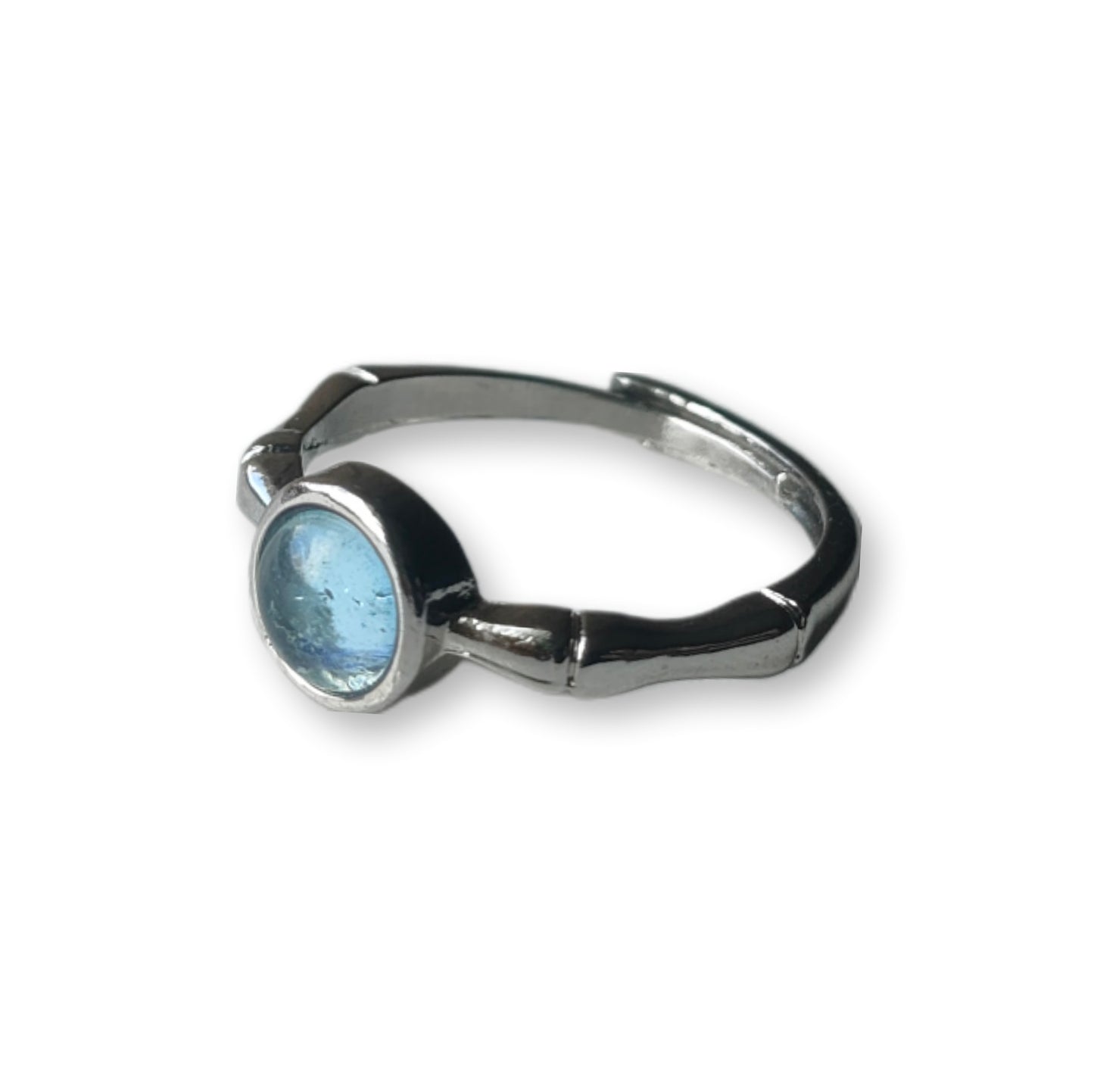 Aquamarijn ring verstelbaar - stainless steel