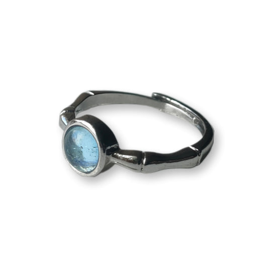 Aquamarijn ring verstelbaar - stainless steel