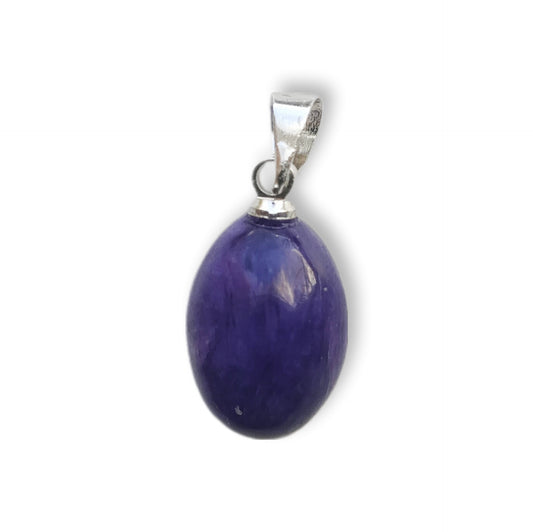Charoiet ovaal edelsteen hanger - s925 zilver