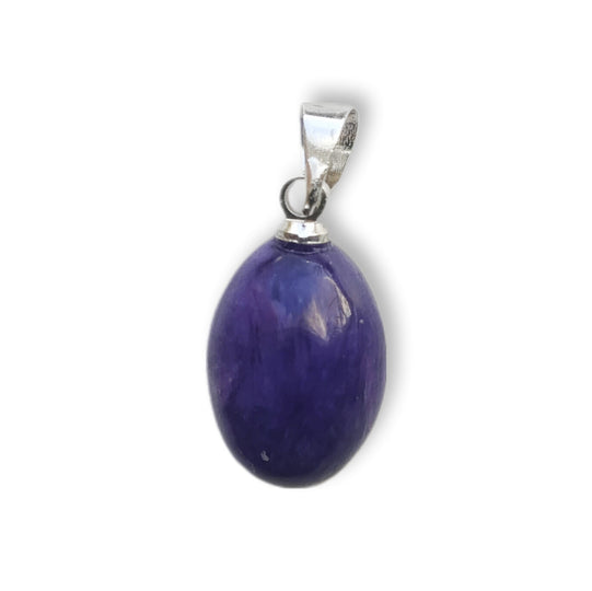 Charoiet ovaal edelsteen hanger - s925 zilver