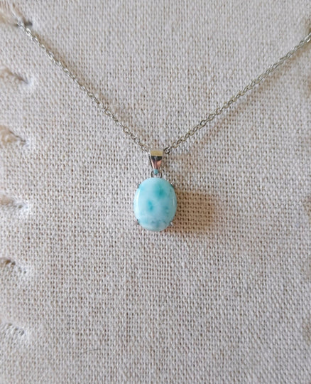 Larimar ovaal hanger - s925 zilver