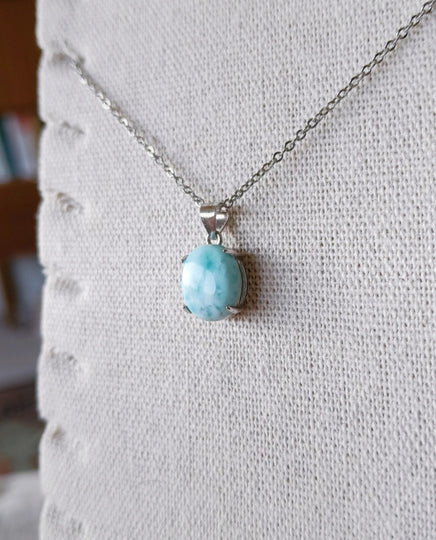 Larimar ovaal hanger - s925 zilver