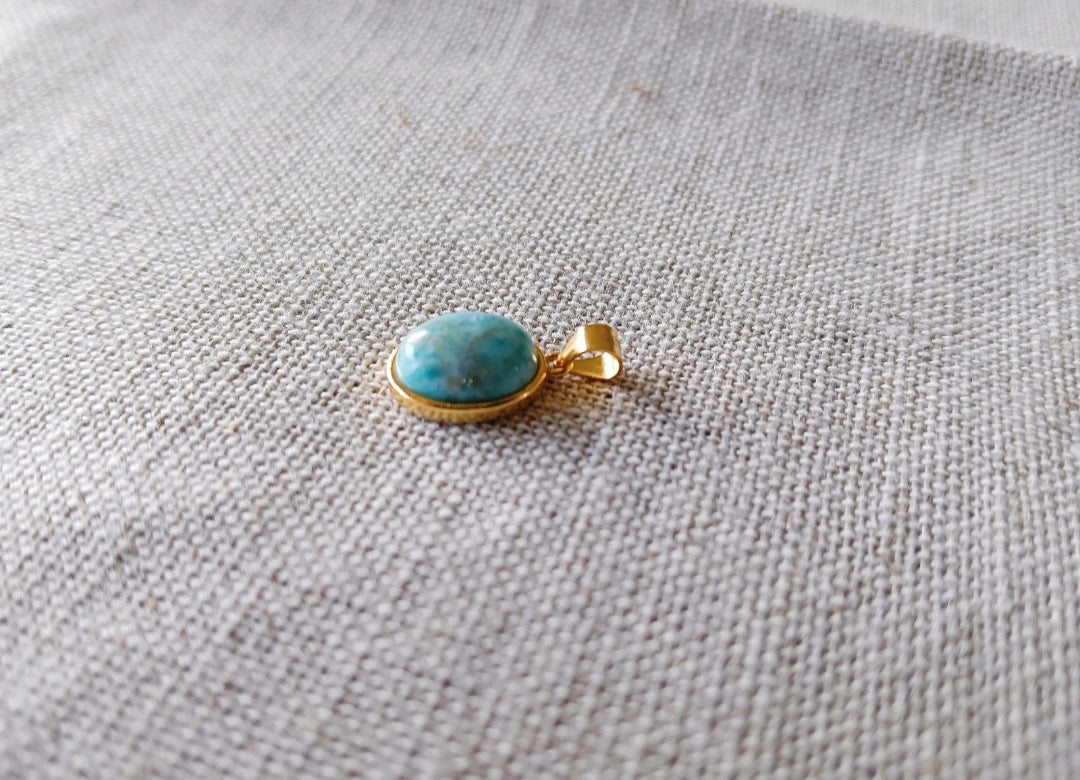 Larimar ovaal hanger - s925 goud