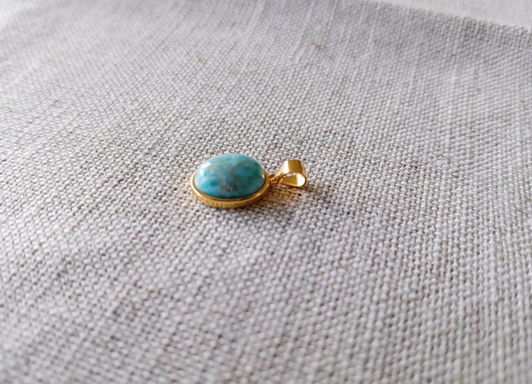 Larimar ovaal hanger - s925 goud