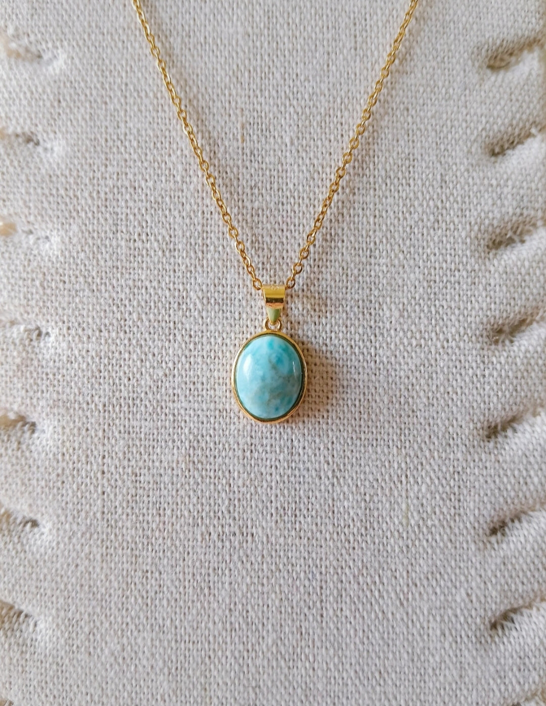 Larimar ovaal hanger - s925 goud