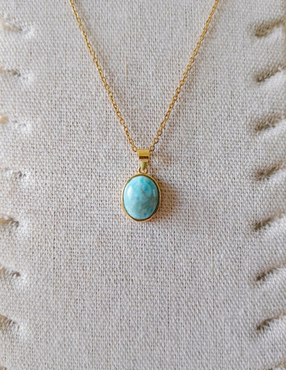 Larimar ovaal hanger - s925 goud
