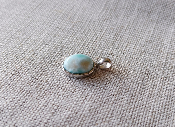 Larimar ovaal hanger - s925 zilver