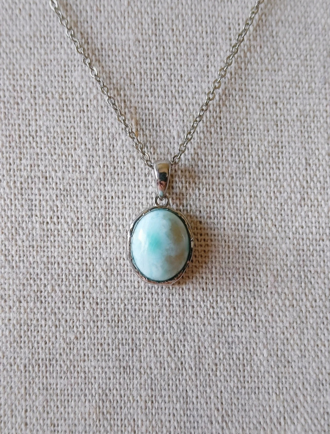 Larimar ovaal hanger - s925 zilver