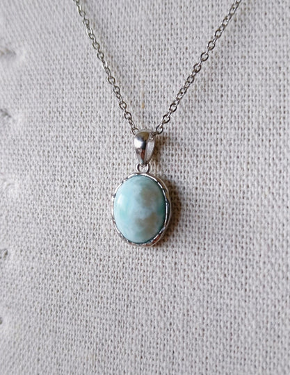 Larimar ovaal hanger - s925 zilver