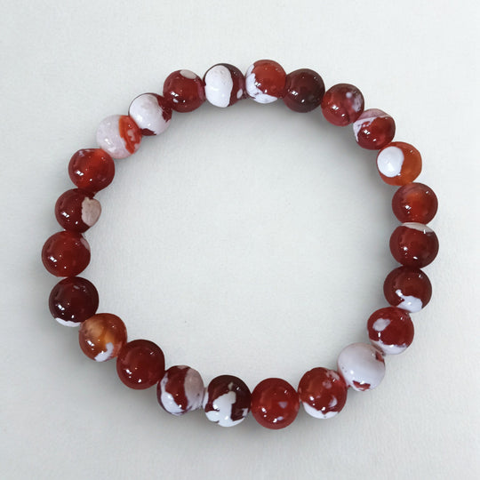 Rode Orka Agaat armband | 8 mm kralen - 16.5 cm