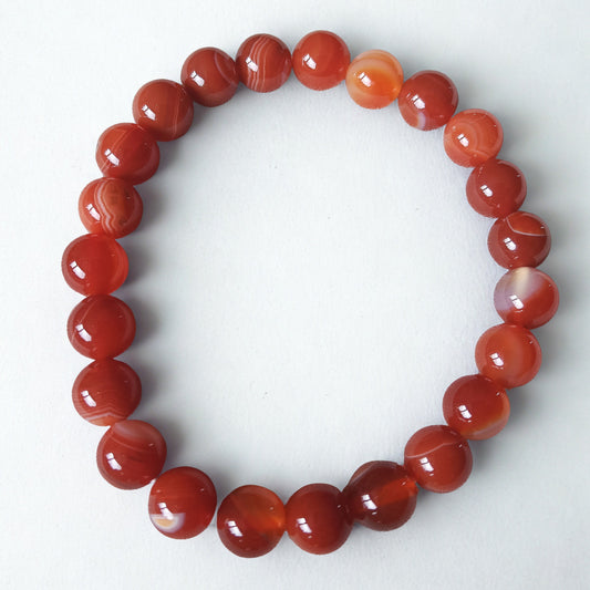 Rode Agaat armband | 8 mm kralen - 16 cm
