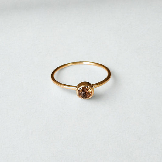 Rookkwarts ring goud - stainless steel