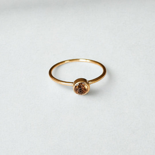 Rookkwarts ring goud - stainless steel