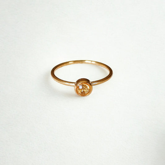 Citrien ring goud - stainless steel