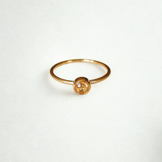 Citrien ring goud - stainless steel