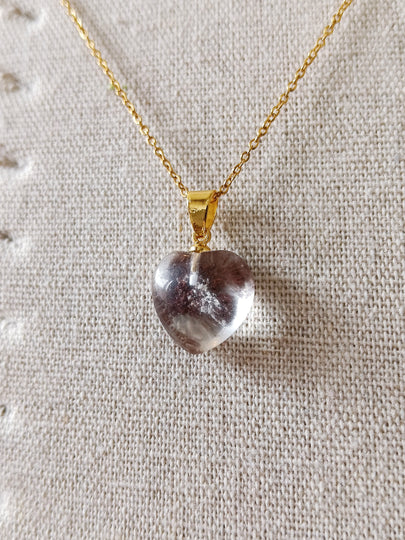 Lodoliet (Sjamaankwarts) hart hanger - s925 goud